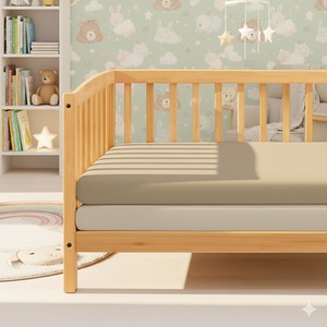 Baby Cot Fitted Sheet Ecru and Brown - Pack of 2