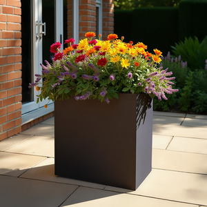 Slate Grey Tall Narrow Trough - Contemporary Light Concrete Planter