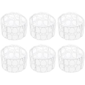 6-Pcs Metal Mesh Bridesmaid Round Box - Silver - Set of 6