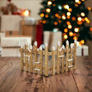 2pc Set 30 LED Wooden Christmas Snow Fence - White
