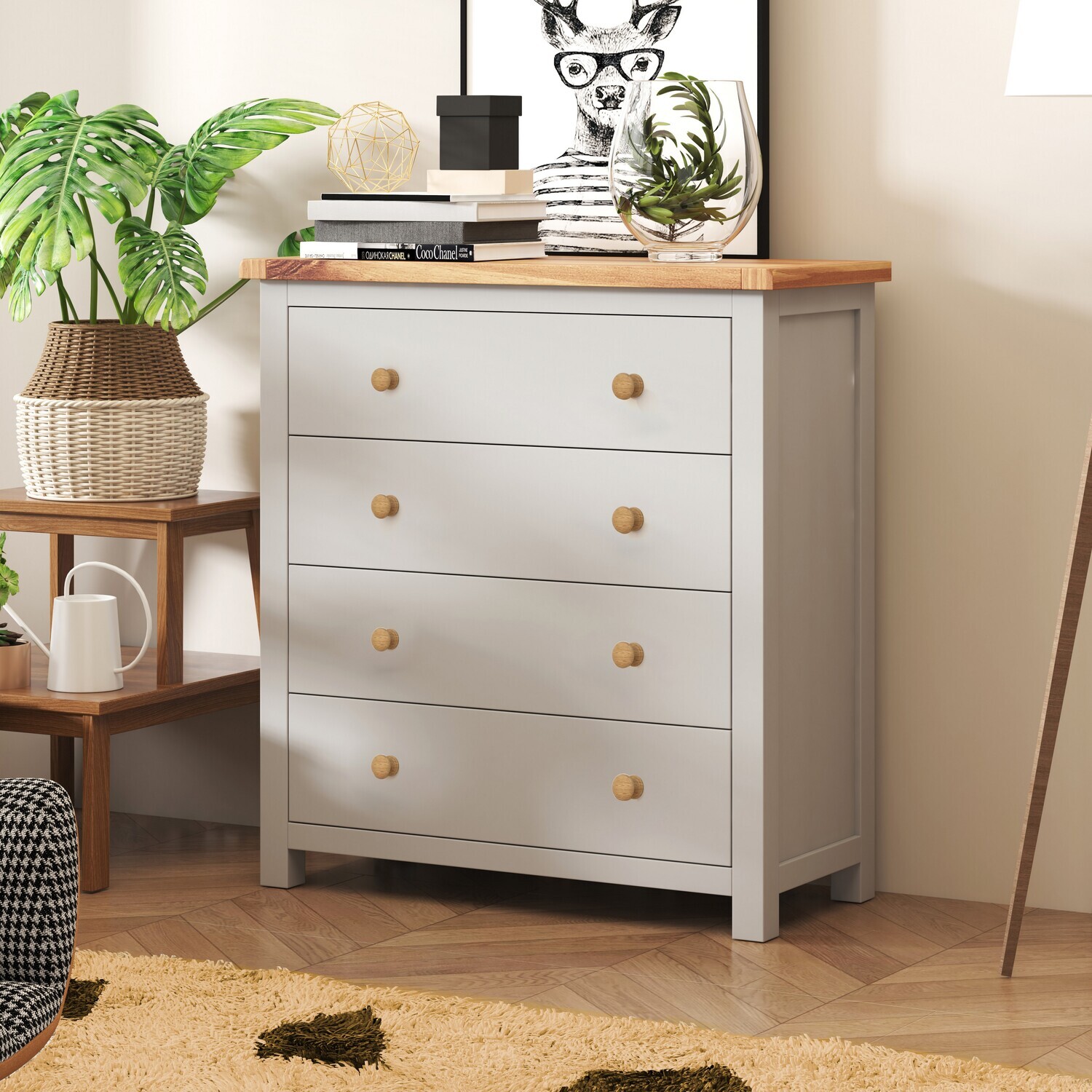Argenta 4 Drawer Chest - Grey / Wood