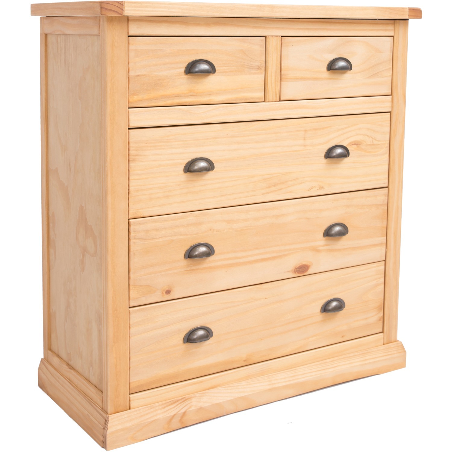 Lucca 2 over 3 Drawer Chest - Grey / Chrome