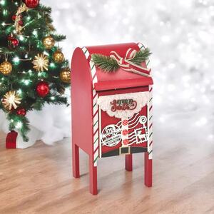Small Red Wooden Santa Mailbox - 30x13x13cm
