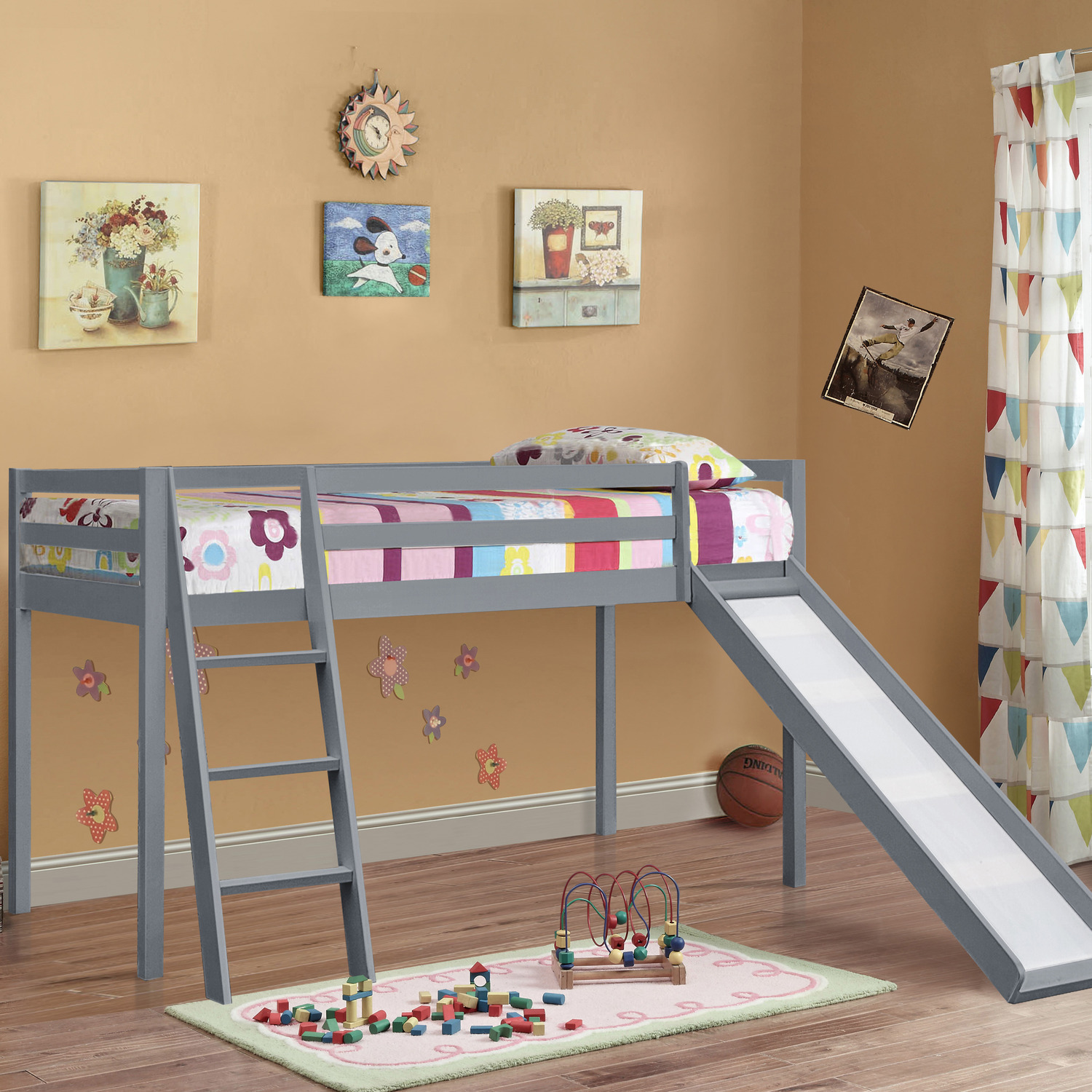 3ft Single Mid Sleeper With Slide Add On - Grey 218 5cm