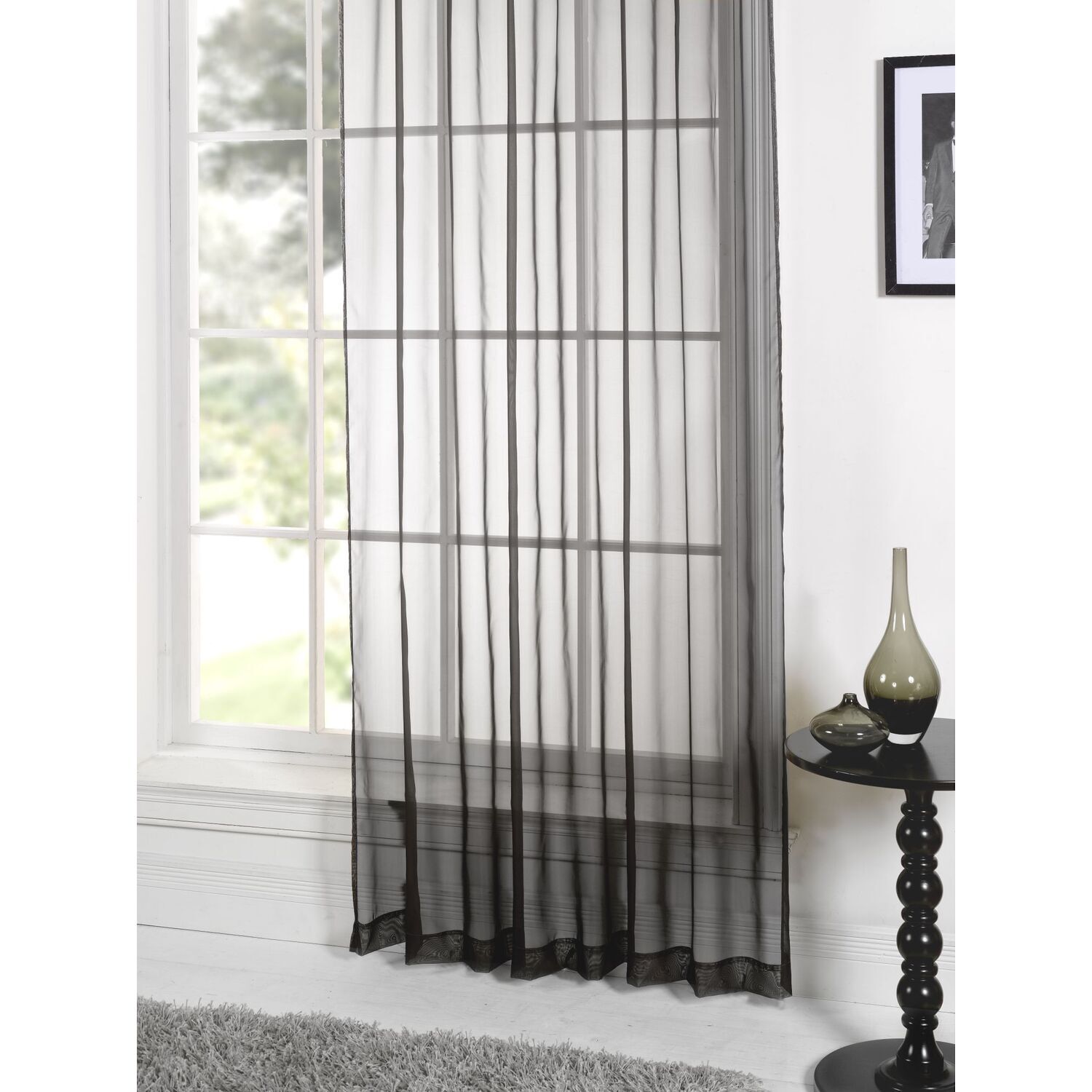 Plain Voile Curtains - Black