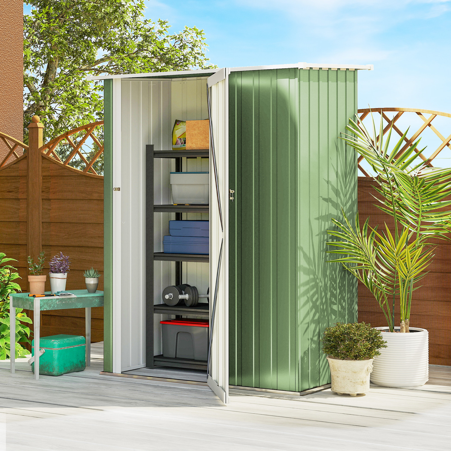 Outsunny Outdoor Storage Shed - Light Green