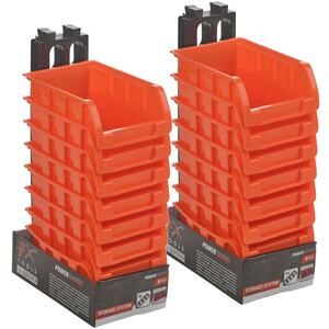Stackable Tool Storage Bins & Racks - Orange - Set of 16