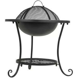 Large Steel Mosaic Dome Fire Pit Bowl - Outdoor Garden Stove & BBQ Table - Black