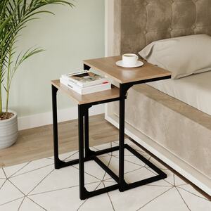2 pc C-Shaped Nesting Side Tables - Brown