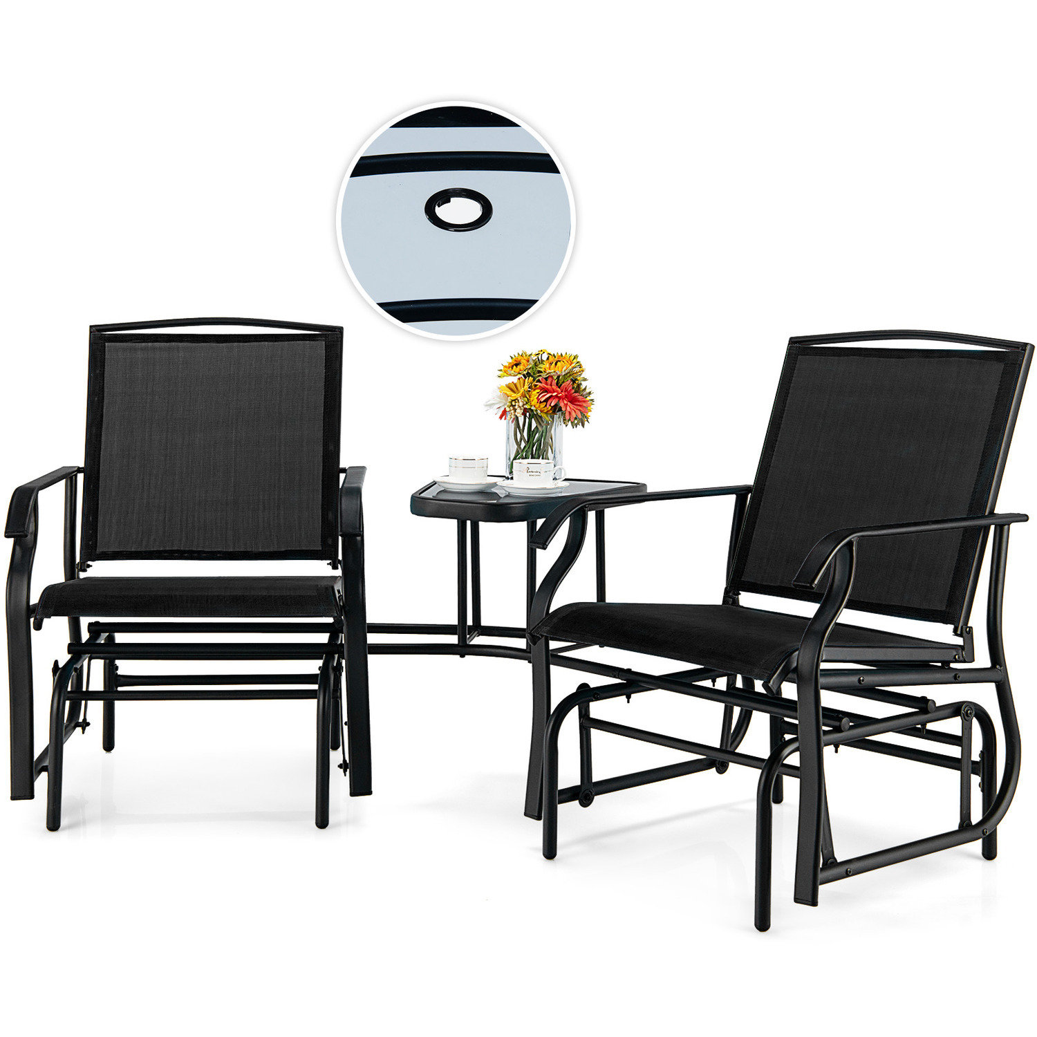 Double Swing Glider Chair - Black