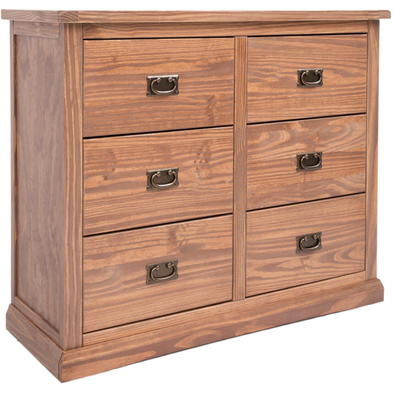 Cabinet Bits Tirolo 3 Over 3 Drawer Chest - Brown / Brass