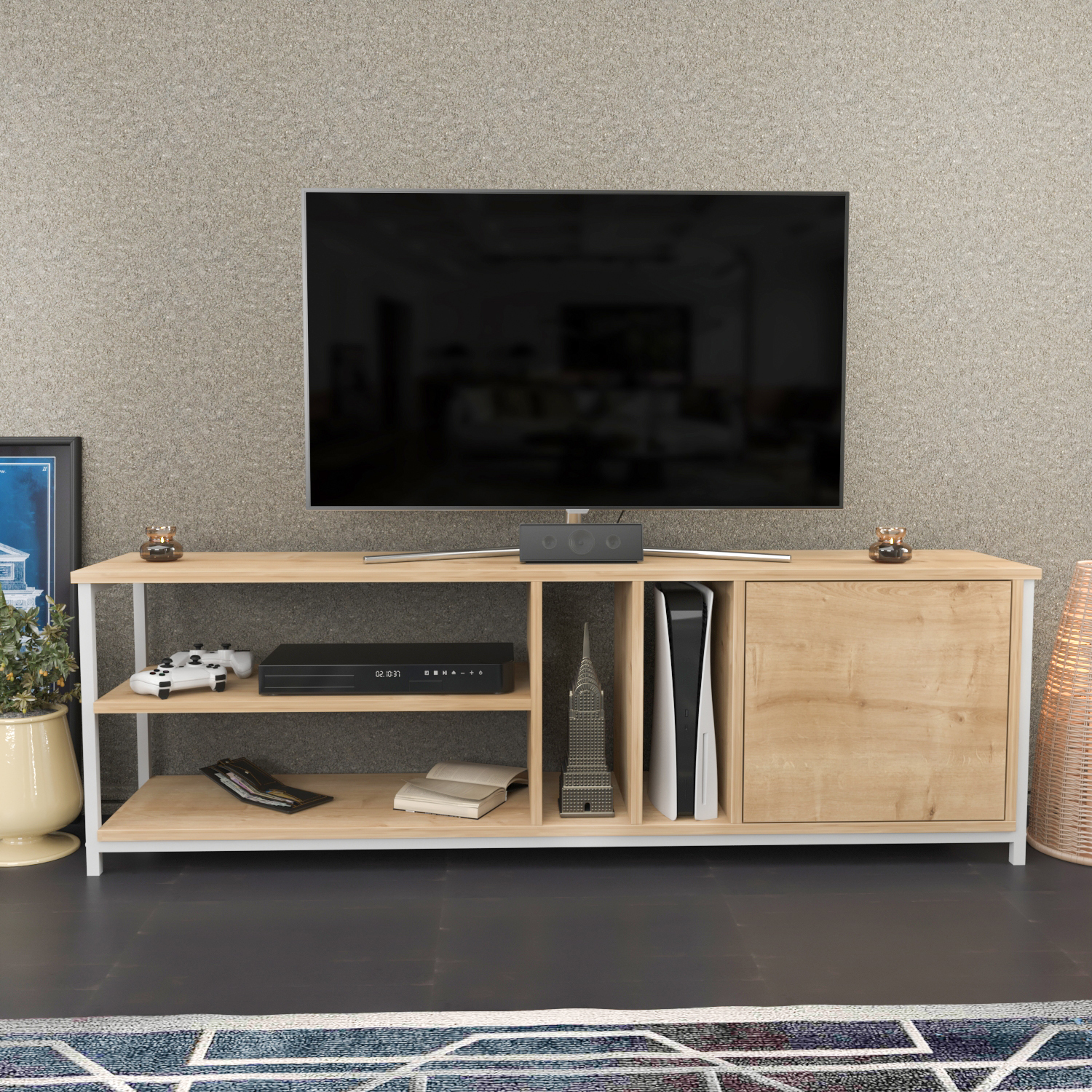 Oneida Tv Unit - Oak And White