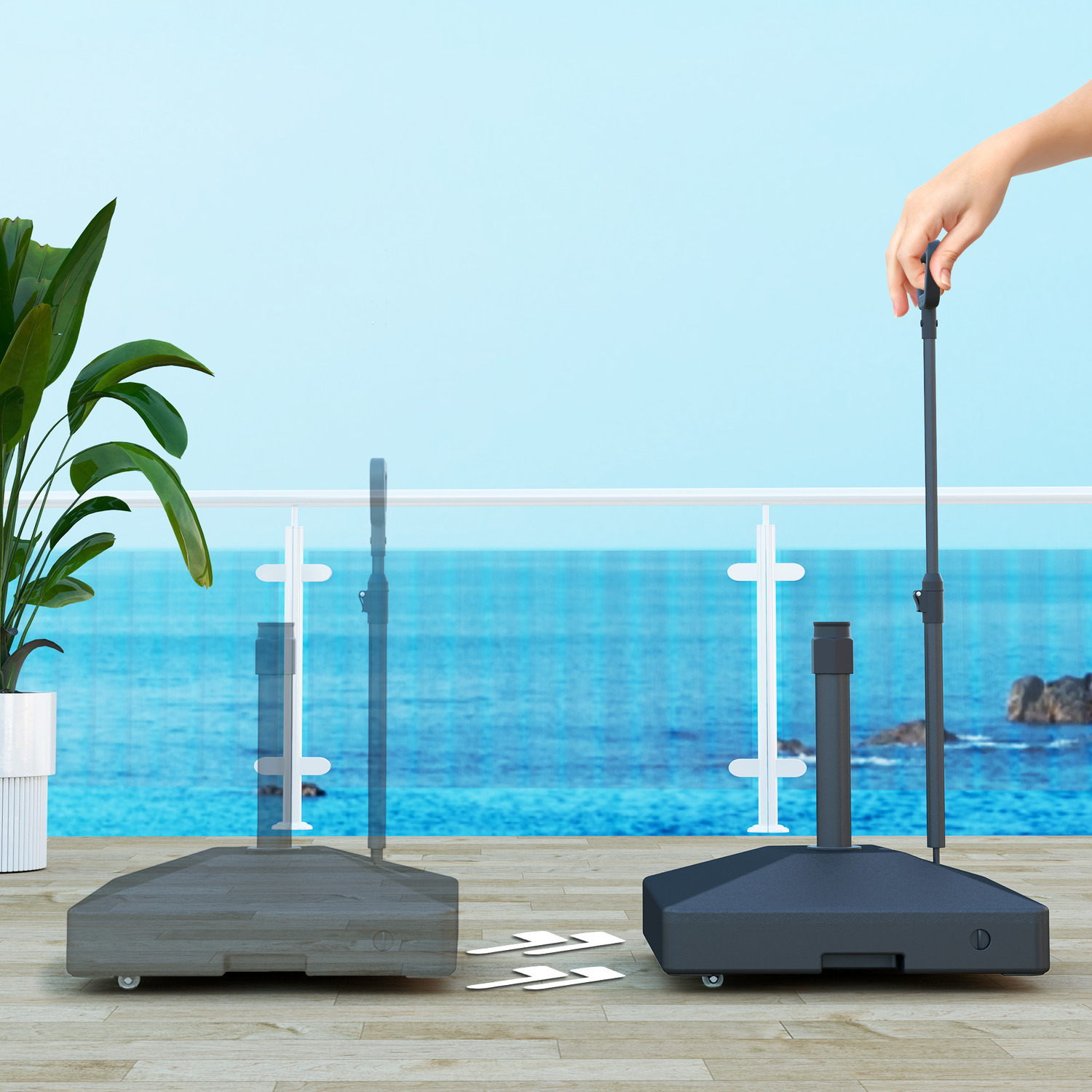 Outsunny Sand Or Water Filled Garden Parasol Base Stand - Black