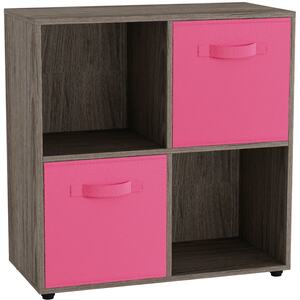 4-Cube Shelving Unit With Non Woven Inserts - Square - Pink