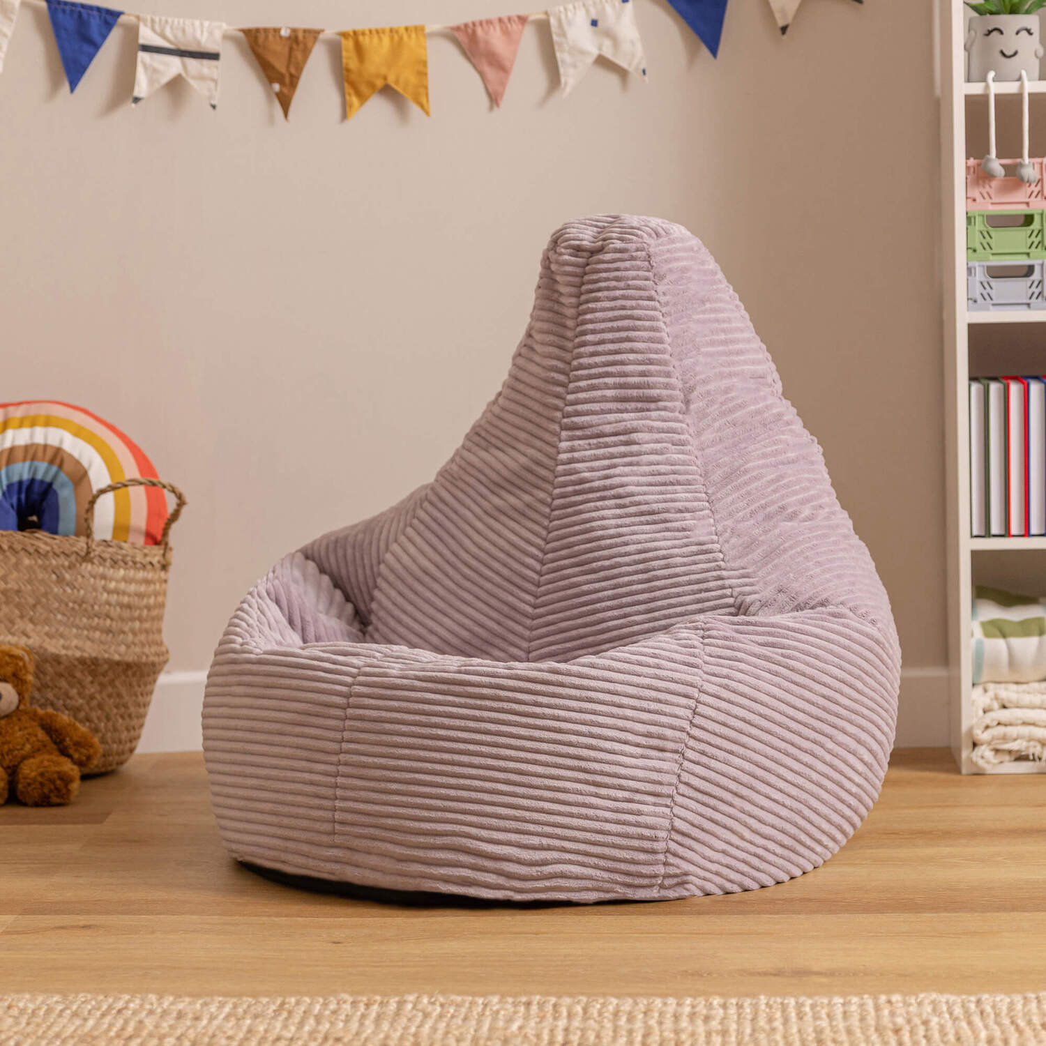 Kids Bean Bag Chair, Cord Childrens Beanbag for Girls and Boys - Purple
