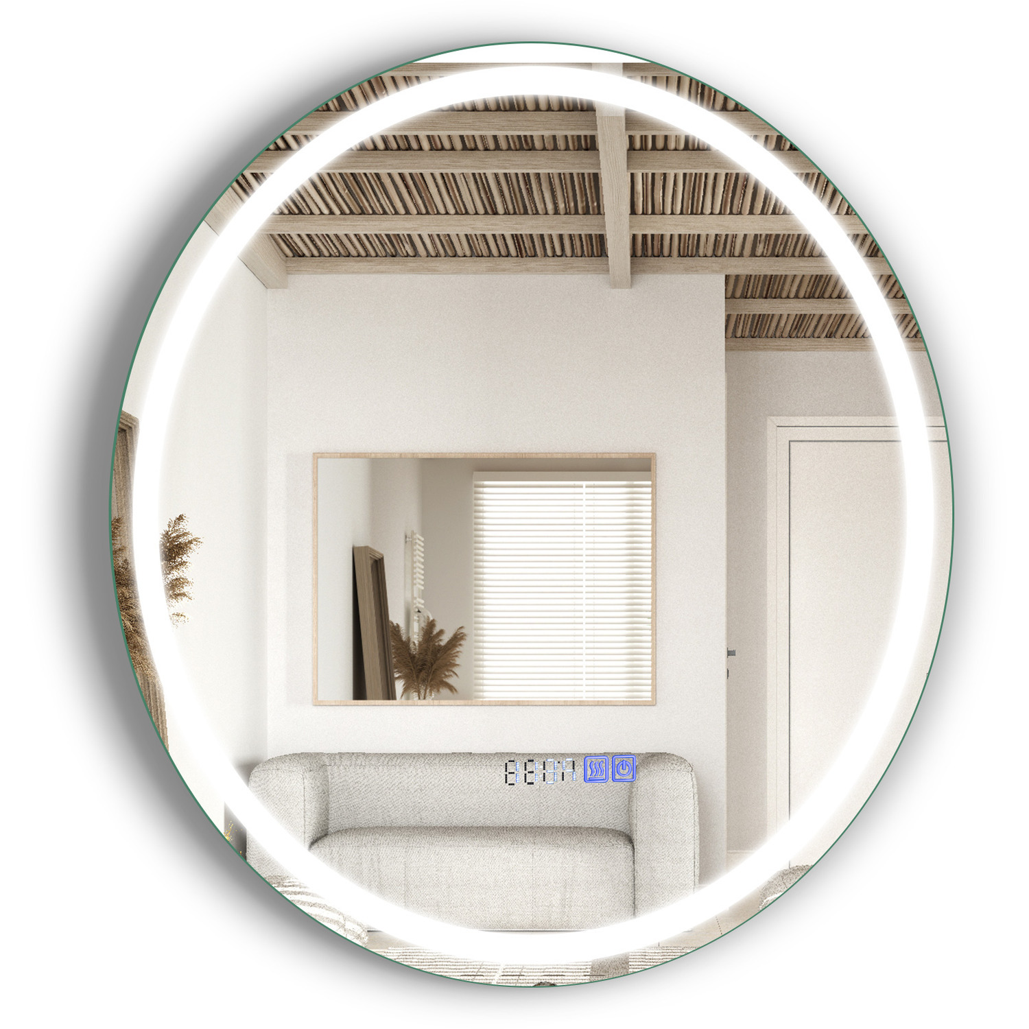Bathroom Led Round Mirror - Silver
