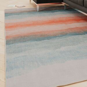 Machine Washable Pastel Beige Blue Contemporary Abstract Living Room Area Rug