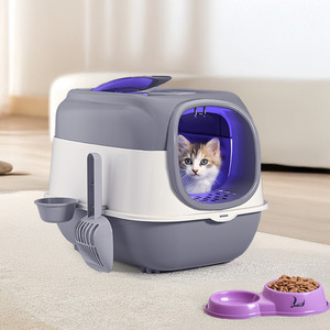 Enclosed Cat Litter Box with UV Lamp