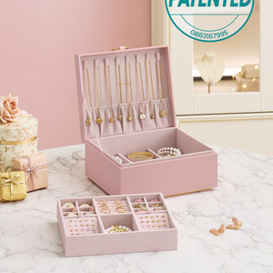 SONGMICS 2-Layer Jewellery Box, Jewellery Organiser with Handle