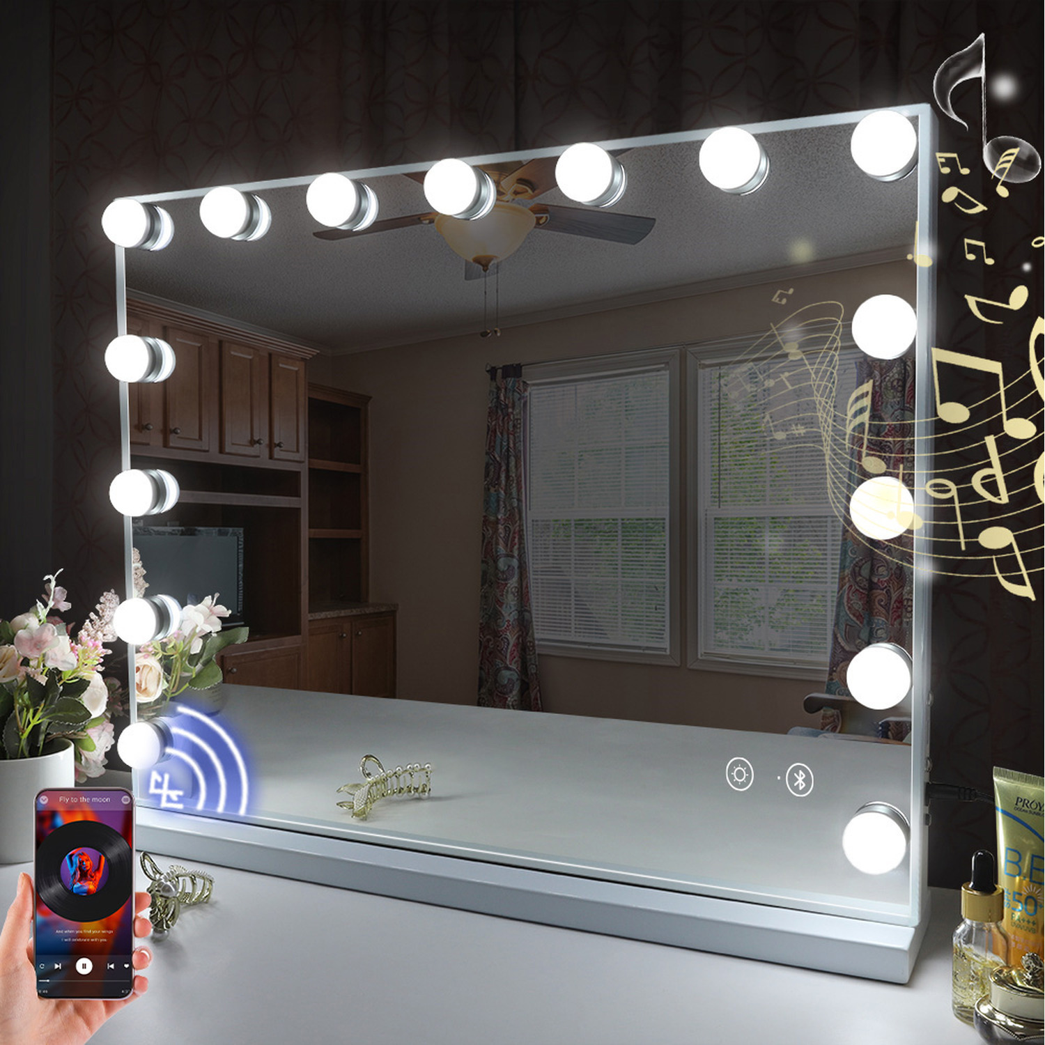 Image of FENCHILIN Bluetooth Hollywood Light Up Vanity&hellip;