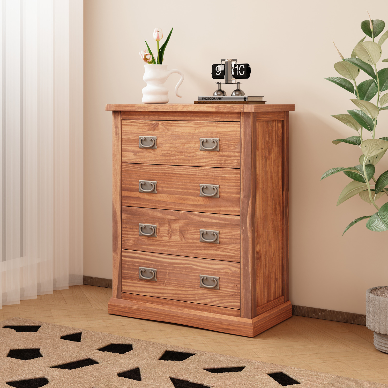 Cabinet Bits Tirolo 4 Drawer Petite Chest - Brown / Drop