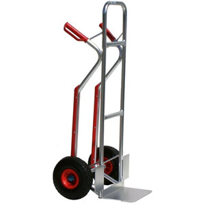 Dual-Handled Aluminium Sack Truck - 150kg Capacity, Pneumatic Wheels