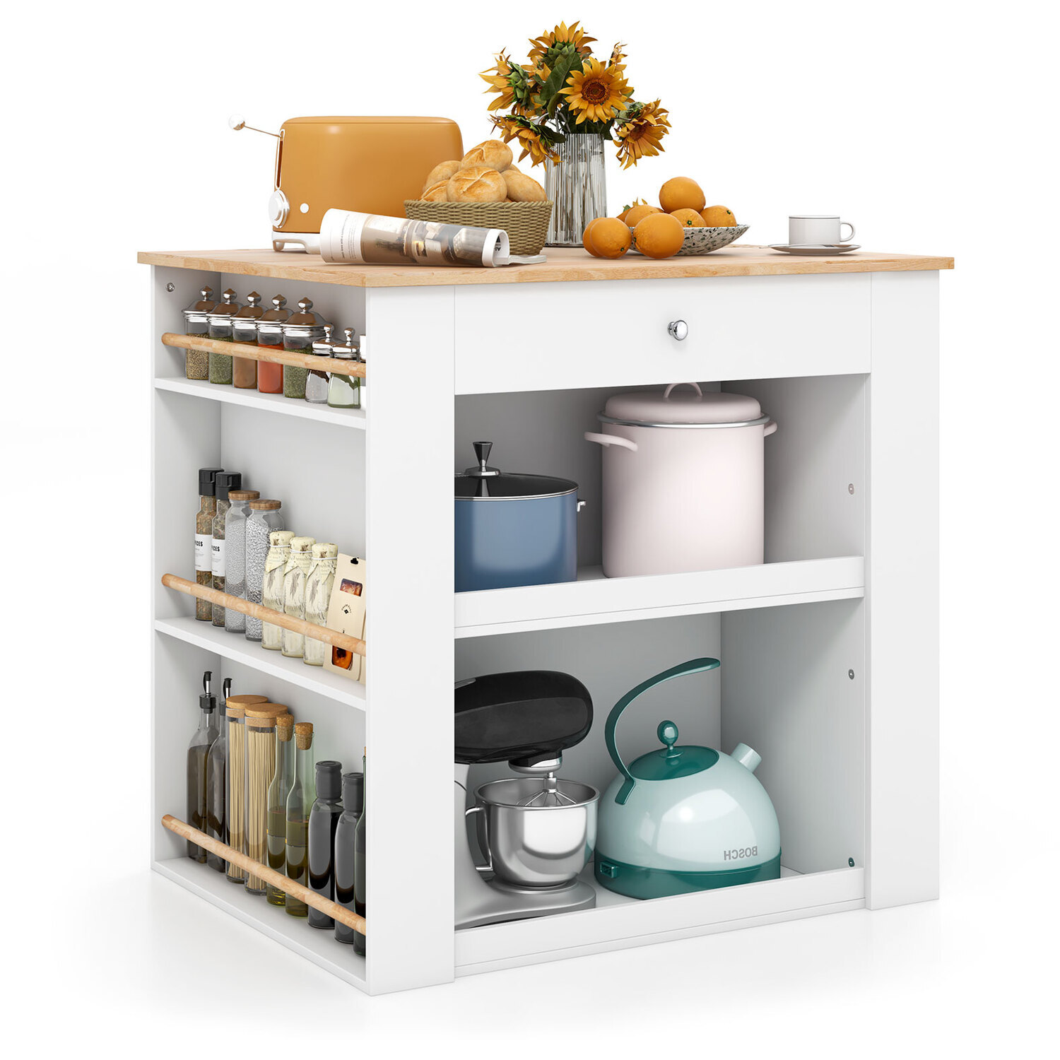 Kitchen Island Floor Sideboard - White