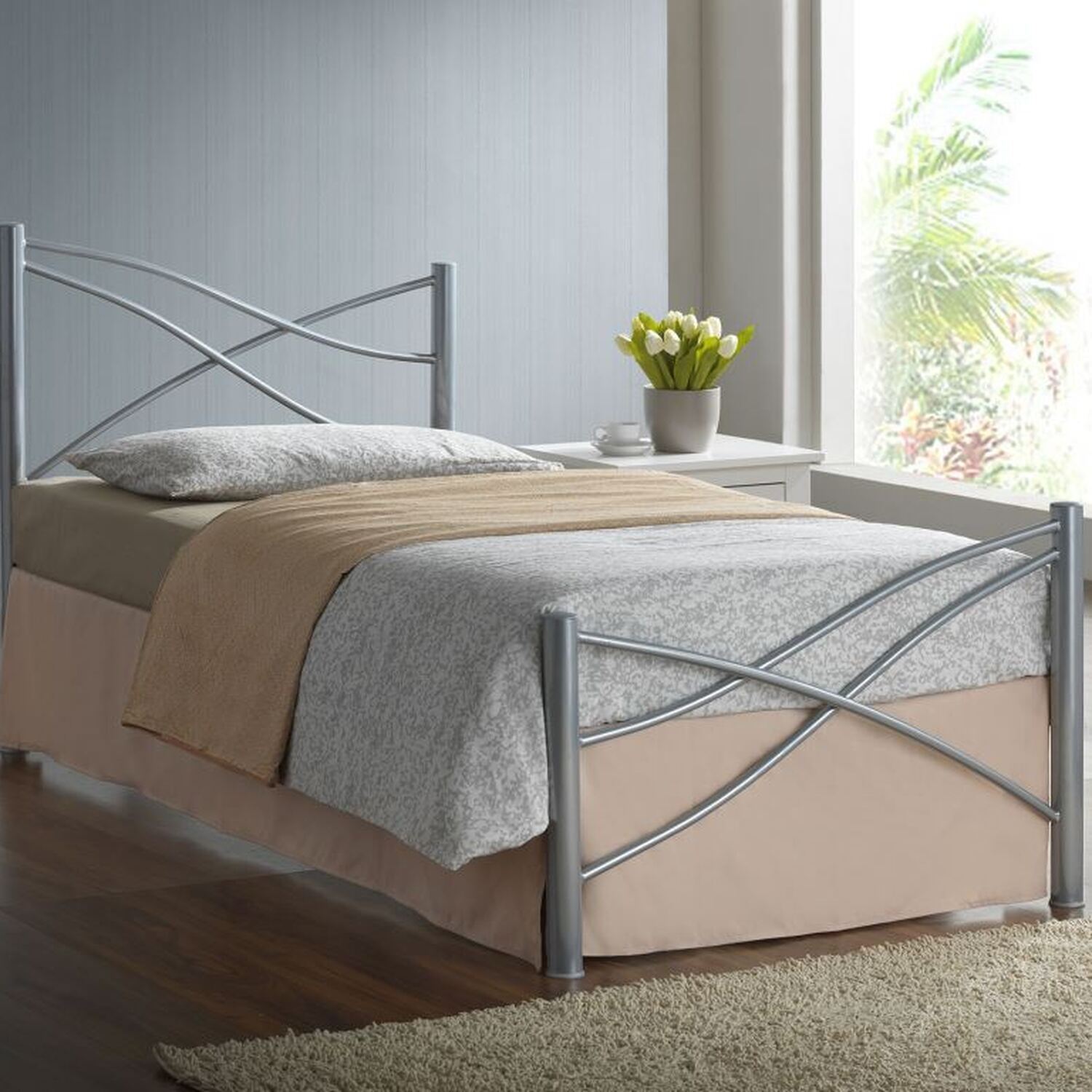 3ft Metal Bed In Silver - Silver