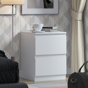 FWStyle Matt Finish 2 Drawer Bedside Table Deep Nightstand