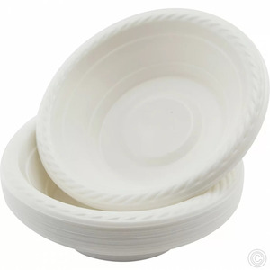 50 Pack Disposable White Plastic Bowls 6IN