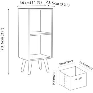 Rustic Brown 2-Tier 2-Drawer Cube Shelving Unit with Scandinavian Legs - Grey