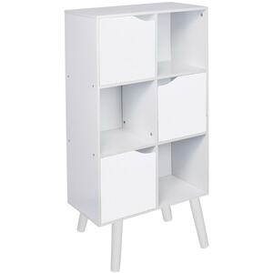 White 6-Tier 3-Door Cube Shelving Unit with Scandinavian Legs