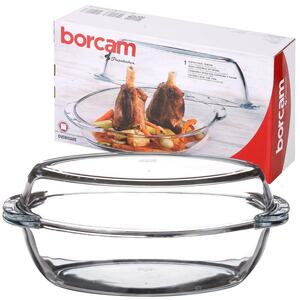 2.5L Large Oval Casserole Dish Glass Bakeware with Lid - Clear