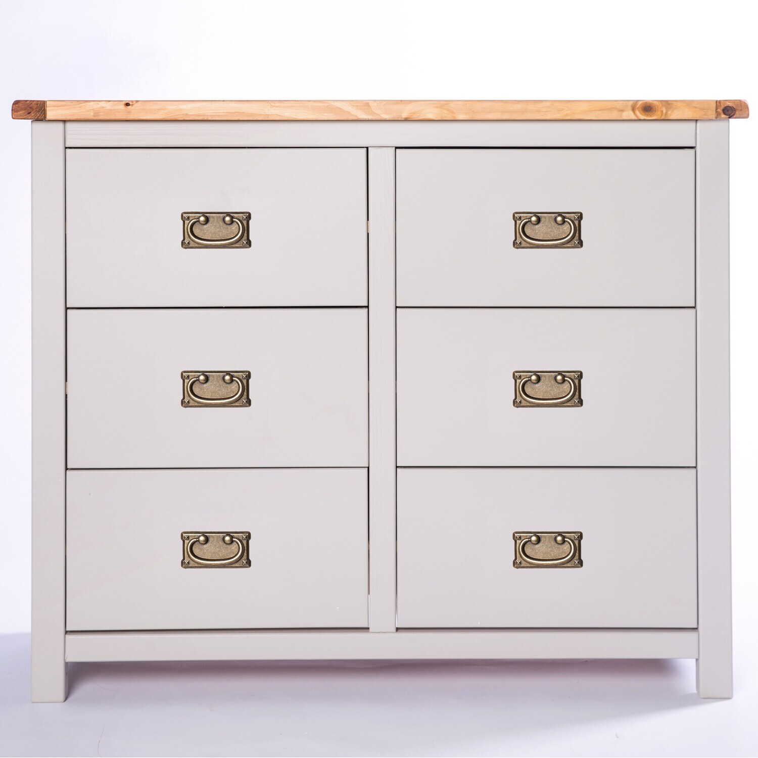 Argenta 3 over 3 Drawer Chest - Grey / Brass