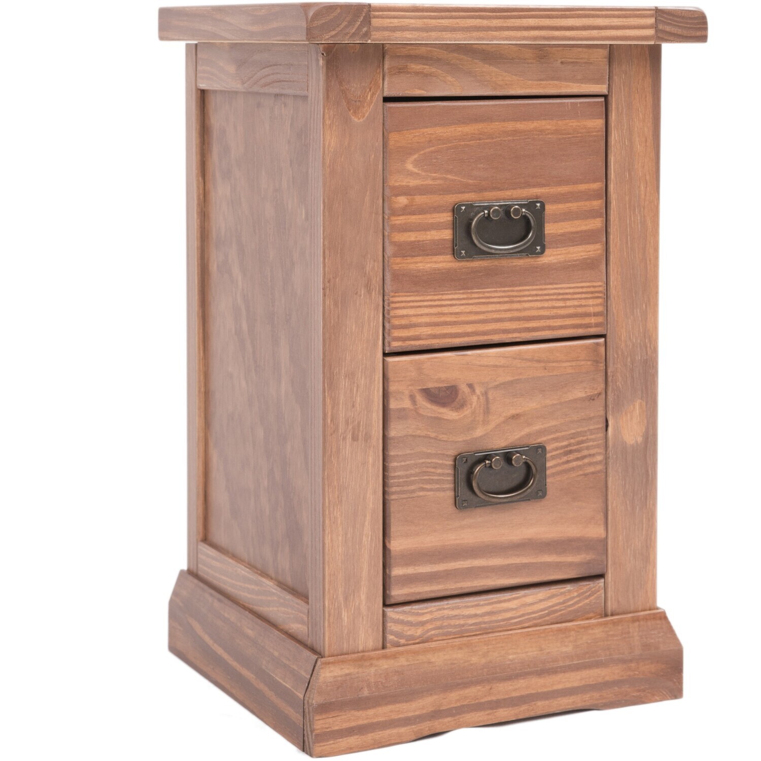 Cabinet Bits Tirolo 2 Drawer Petite Bedside Cabinet - Brown / Brass Drop