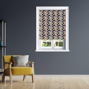Color Block Chevron Blackout Roller Blinds Easy Fit Child Safety Included