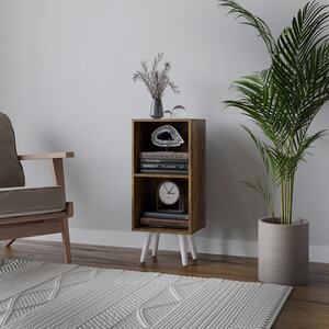 2-Tier Cube  Display Cabinet with Scandinavian Legs - Brown