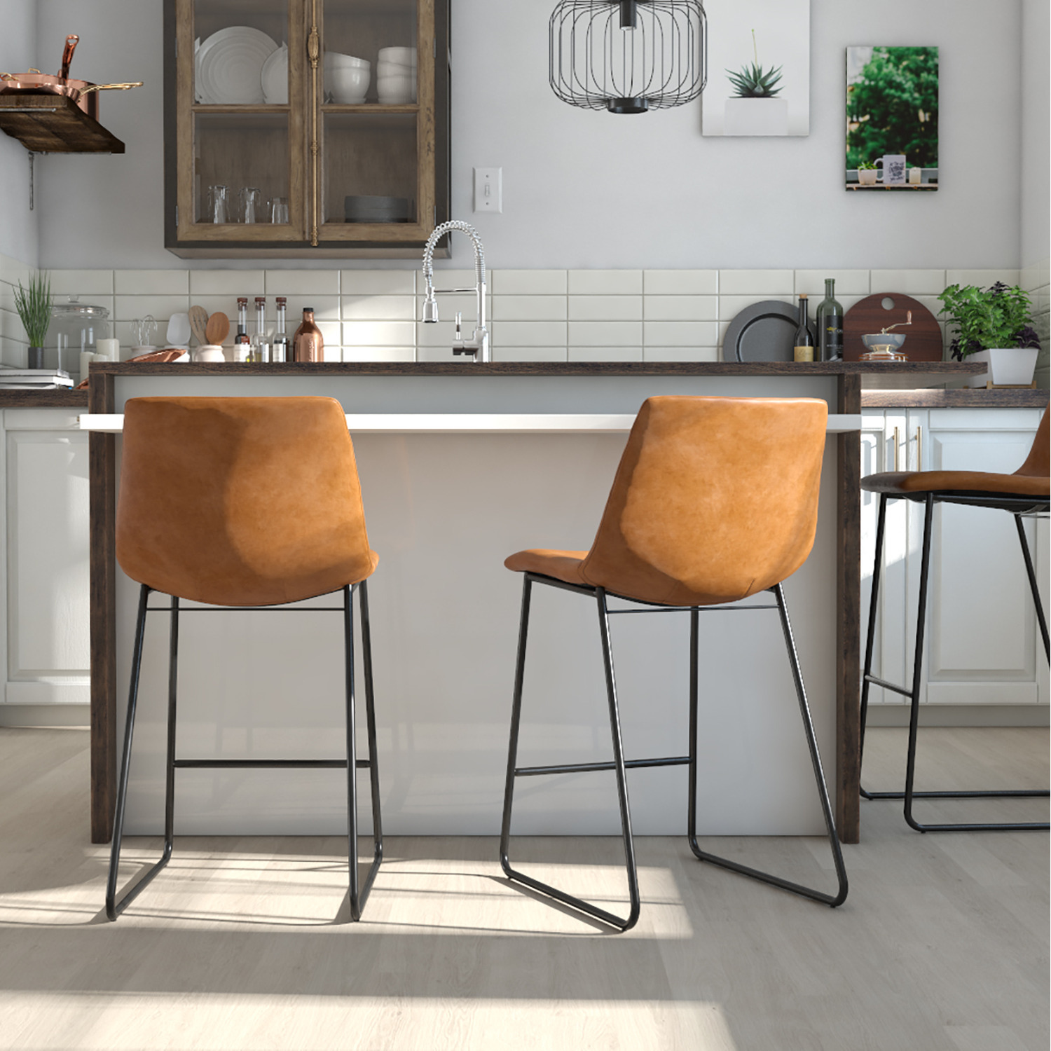 Bowden Counter Stool - Caramel Maple Pu