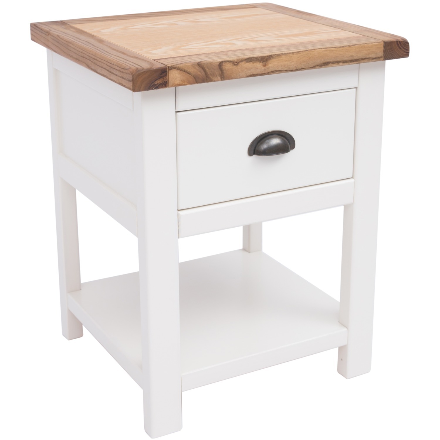 Lovere 1 Drawer Bedside Cabinet - Chrome Handle - Off White / MDF, Pine, Plywood