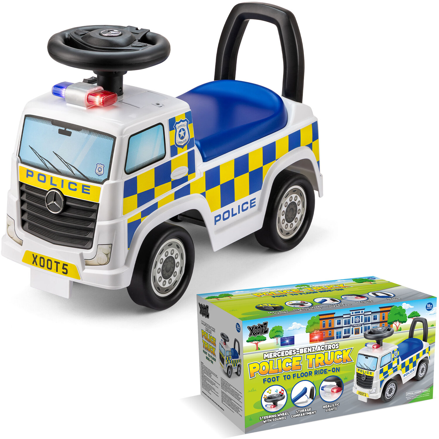 Xootz Mercedes-Benz Police Foot to Floor Slider, 48.8L x 23W x 53.5H, White - Image 8