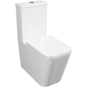 Square Closed Back Toilet Set With a Rimless Pan