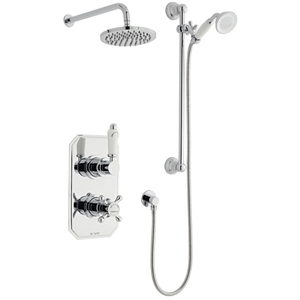 Chrome Thermostatic Concealed Mixer Shower With Slide Rail  Overhead Drencher