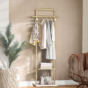 Metal Double Coat Stand With 4 Hooks And Hanging Rail