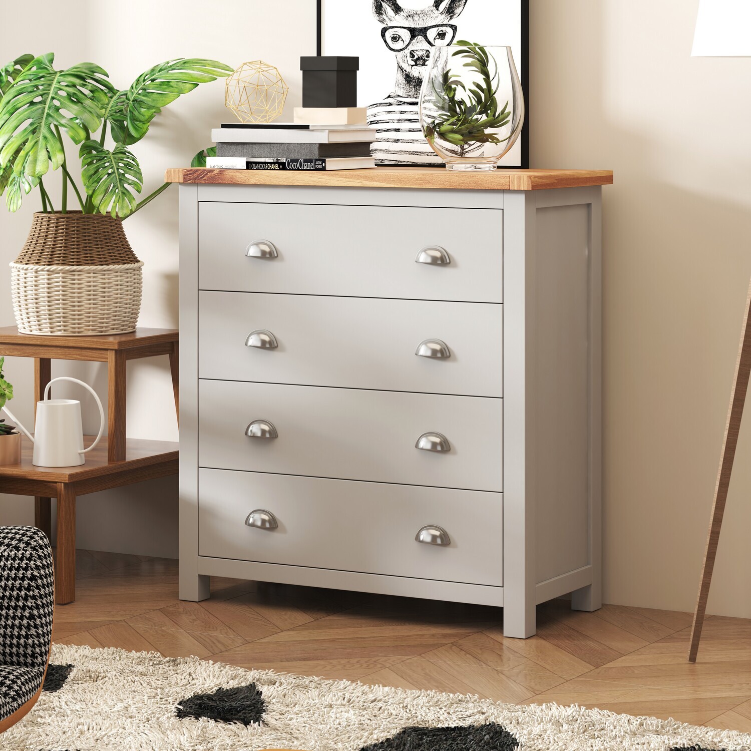 Argenta 4 Drawer Chest - Grey / Chrome