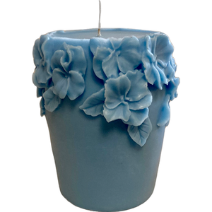 Hyacinth Scented Potted Flower Shaped Organic Wax Candle