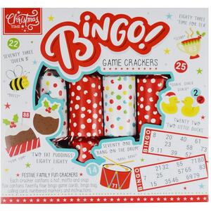 Pack of 6 - Christmas Crackers - Bingo, Novelty, Xmas, Family, Games