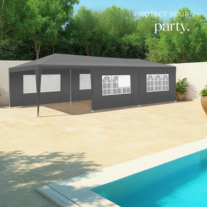 Gazebo Miramas With 8 Side Panels, Water-Resistant, 9x3m