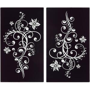 Set of 2 Chopping Boards Floral Swirl Design Heat Resistant Hob Covers