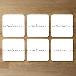 Text Welcome Designer Coaster Set