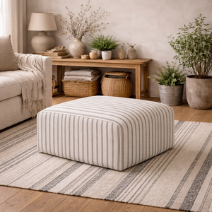 Malmo Chalk Stripe Upholstered Square Pouffe